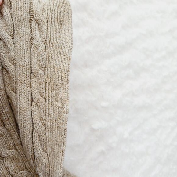 Sweater Size XL Cashmere Pullover Beige Fisherman Coastal Cowgirl Minimal Cable - Picture 9 of 14